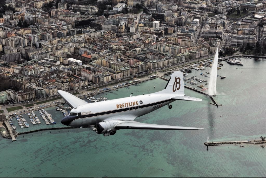 Survol de Genève et de son fameux jet d'eau - Breitling DC-3 World Tour