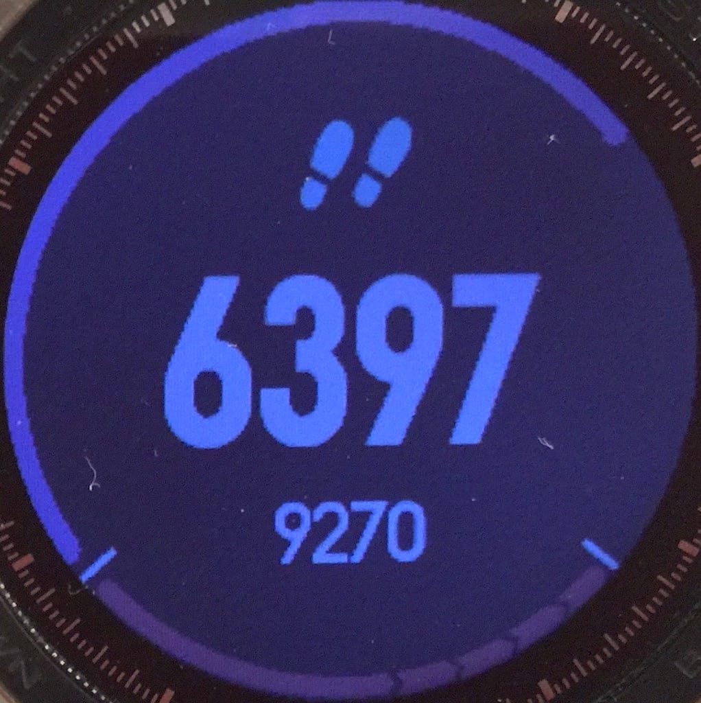 Le suivi du nombre de pas... je suis encore loin de l'objectif de 9270 !