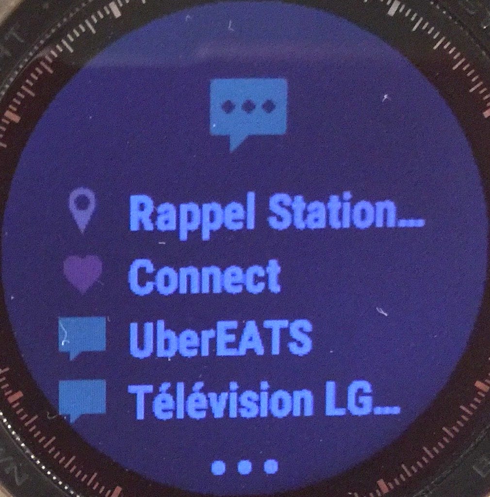 Des notifications reçues sur la montre