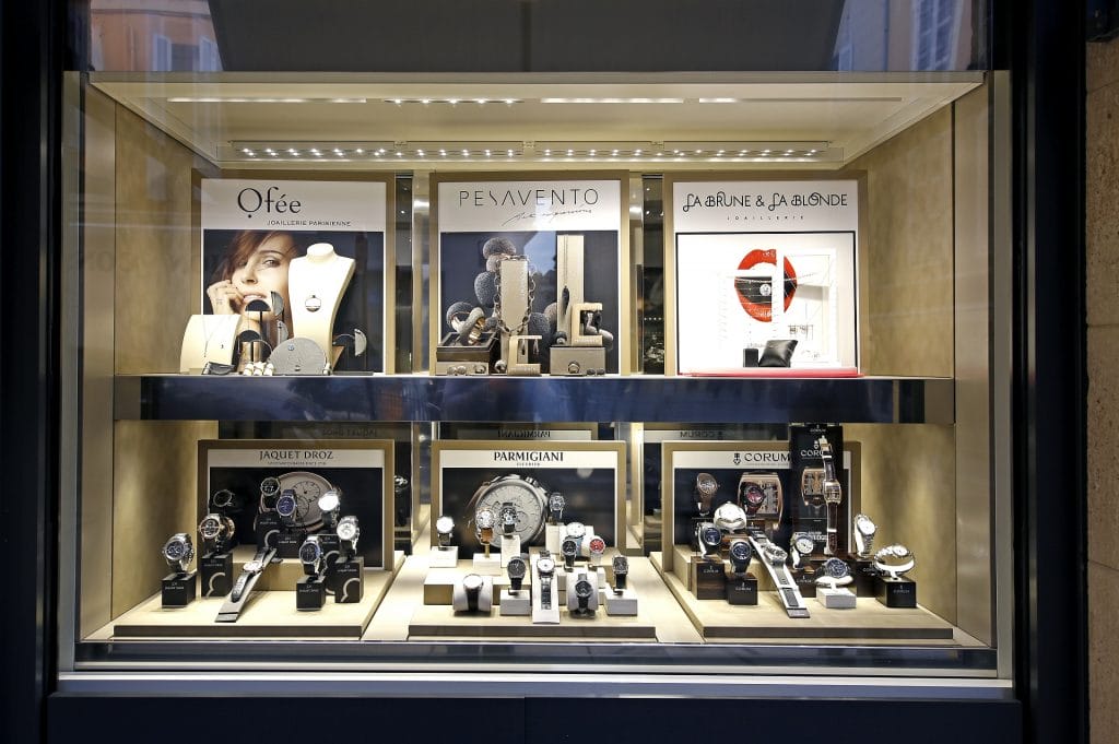 Vitrine de Bellini Joaillerie, rue Thiers à Aix-en-Provence