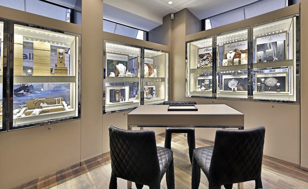 Intérieur de Bellini Joaillerie, rue Thiers à Aix-en-Provence