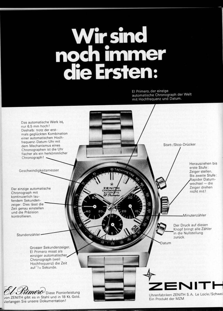 Zenith "El Primero", premier chronographe automatique à haute fréquence