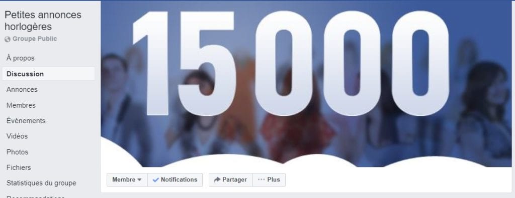 Le groupe "Petites Annonces Horlogères" regroupant plus de 15 000 membres