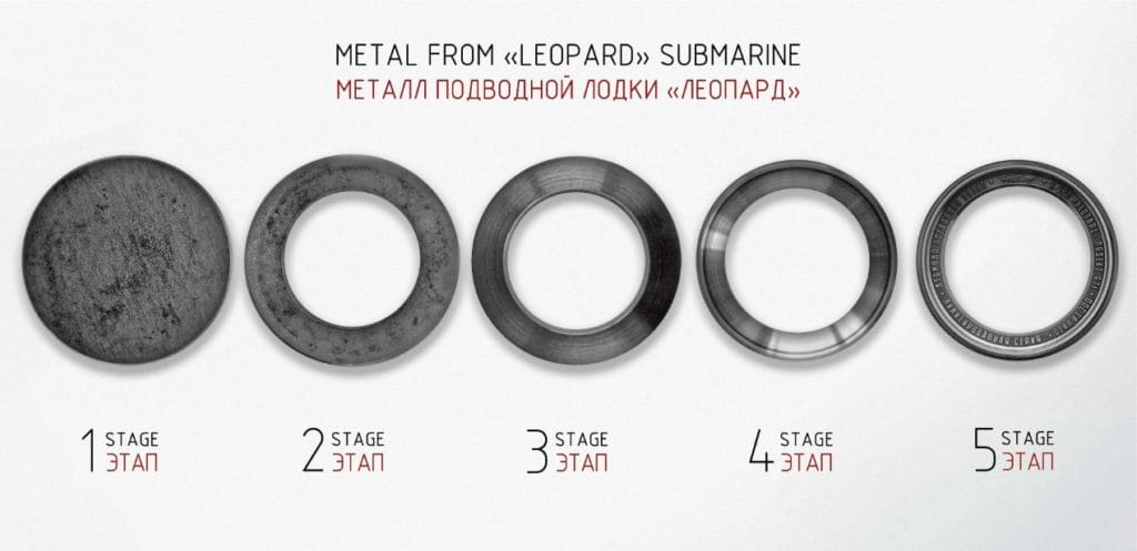 Les différentes étapes de fabrication de la lunette de la montre à partir d'une pièce du Léopard. 