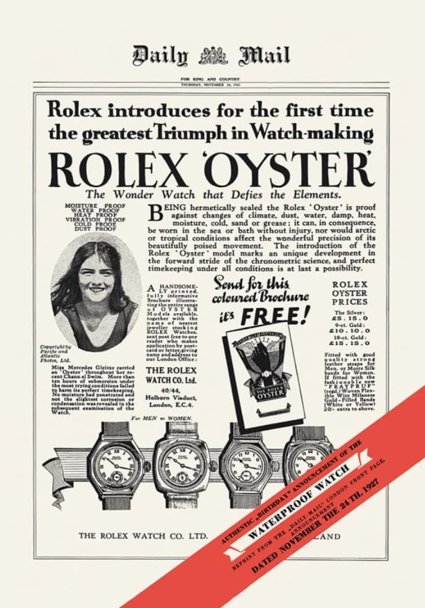 Mercedes Gleitze, premier témoignage Rolex