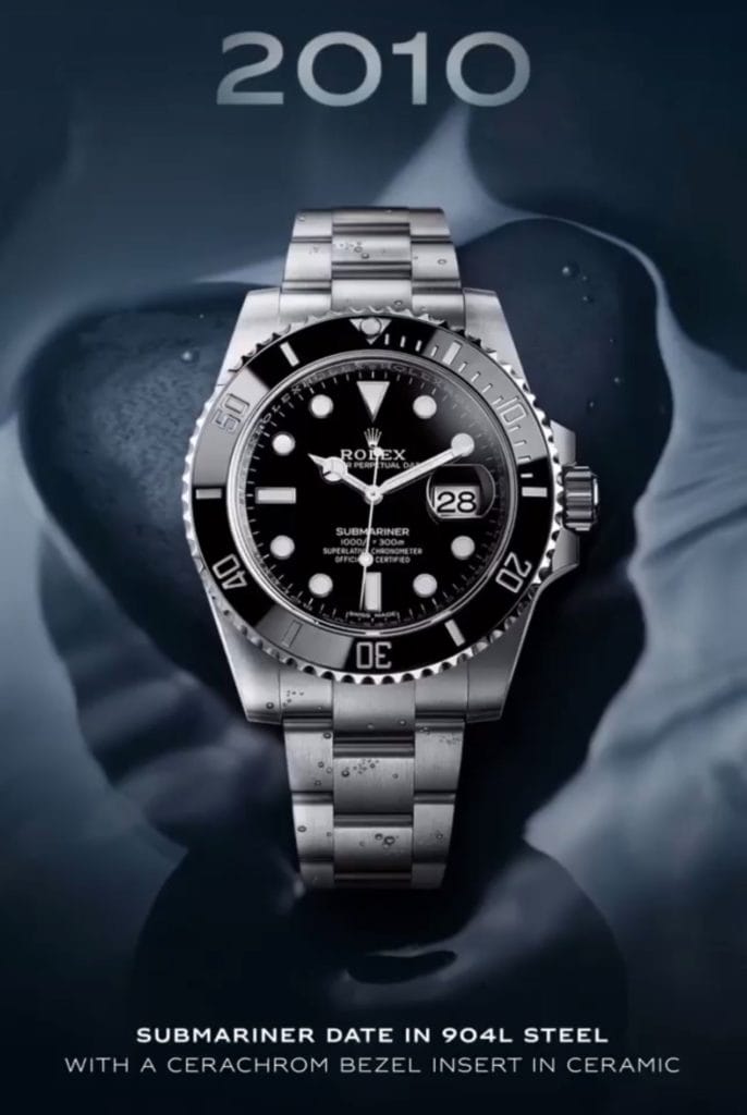 Rolex Submariner ref 116610 : Apparition de la lunette en cérachom