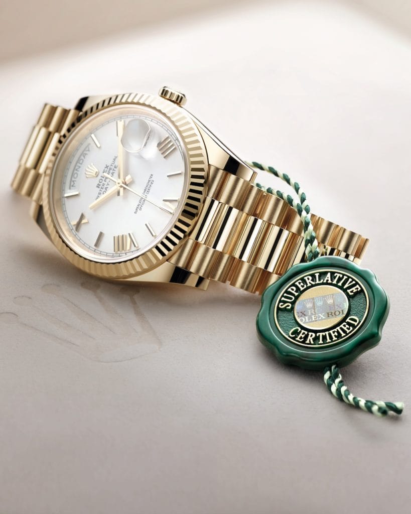 Rolex Day-Date certifiée Superlative Chronometer en 2021.
