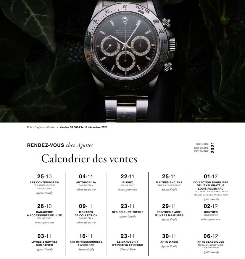 Calendrier des prochaines ventes Aguttes