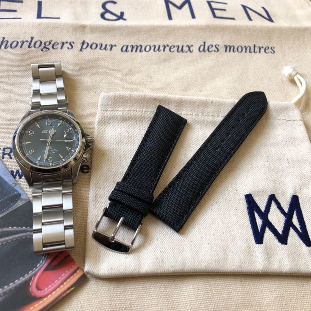 Seiko Alpinist et bracelet Avel & Men Larmor Plage en toile Seaqual