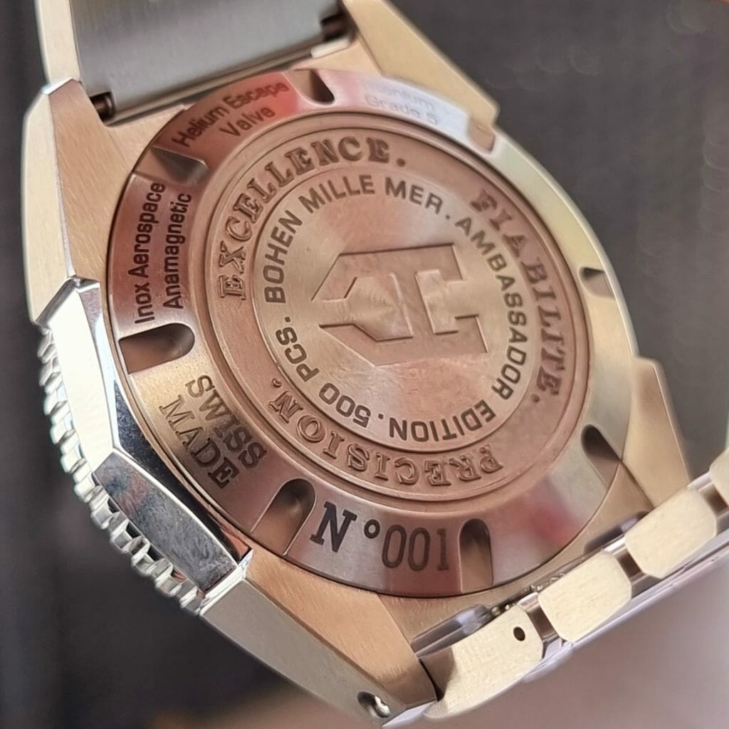 "Excellence, Fiabilité, Précision" est le slogan de la Bohen Mille-Mer, gravé en son fond.