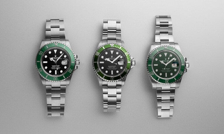 Les trois Submariner à lunette verte. Source Watchmaster.