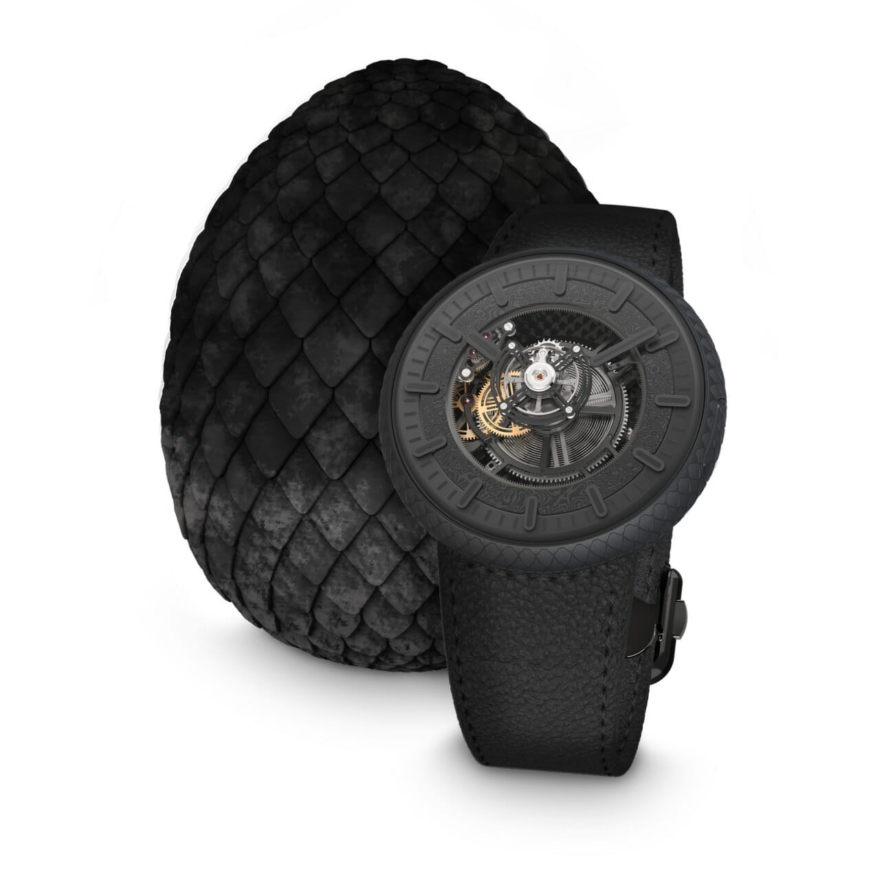 Coffret de présentation en forme d'oeuf de dragon de la couleur de la montre