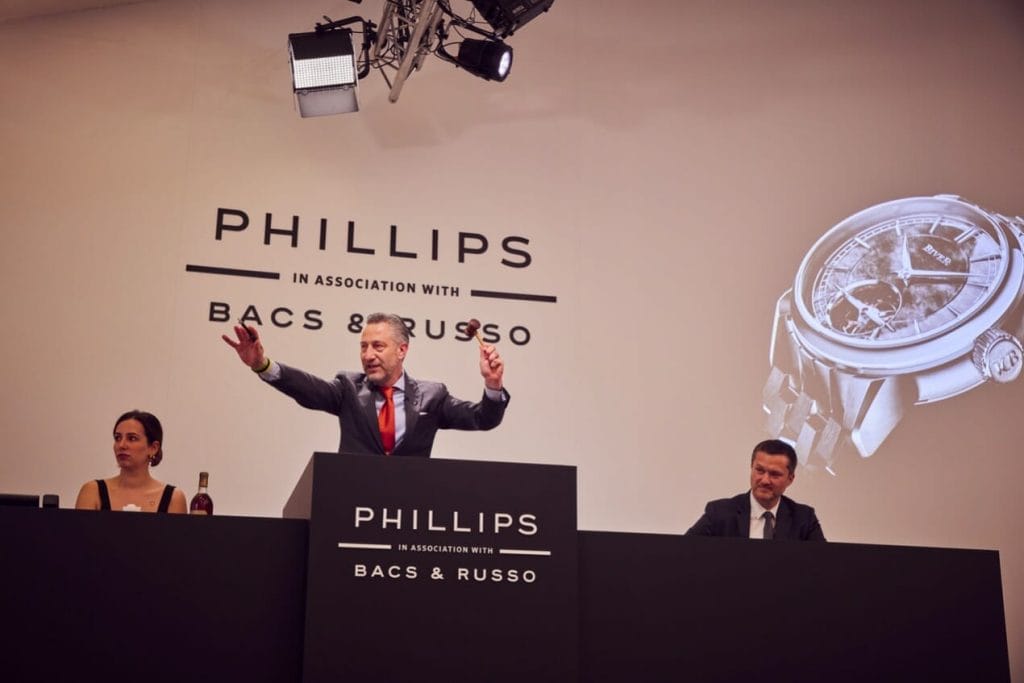La vente aux enchères a été animée par Aurel Bacs, à l'Hotel La Réserve.