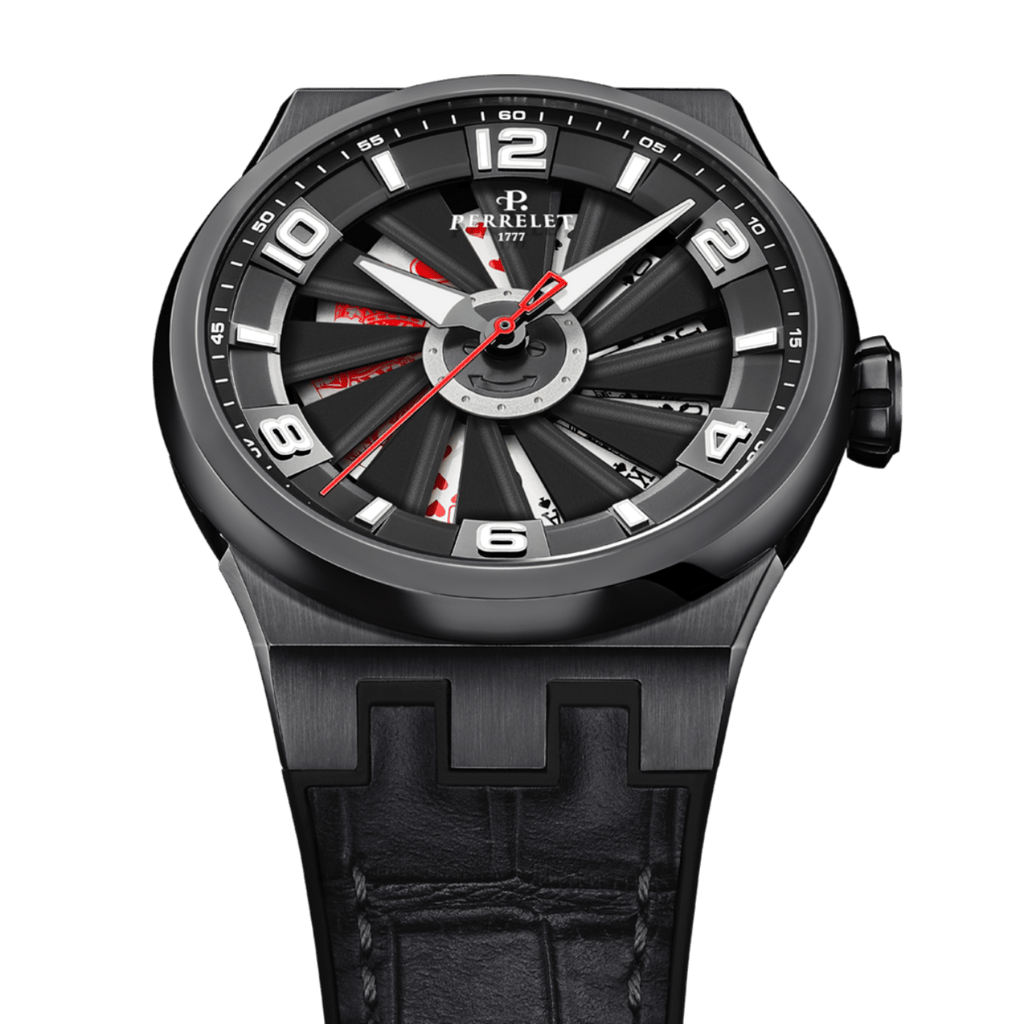 Cadran en acier inoxydable avec revêtement PVD noir, diamètre de 44 mm, Epaisseur de 13,82 mm