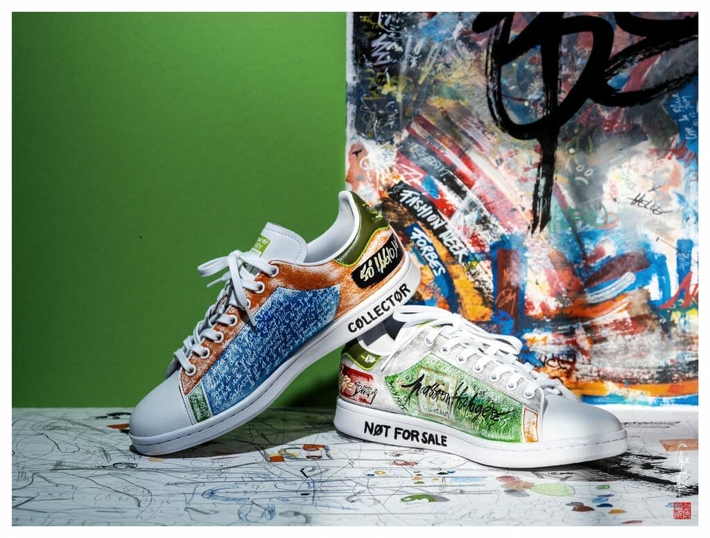 Adidas Stan Smith Kermit personnalisée par CharlyHO pour Passion Horlogère