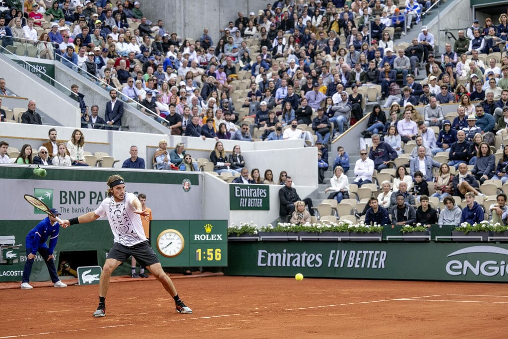 Stéfanos Tsitsipas lors de l'édition 2022 de Roland Garros. 