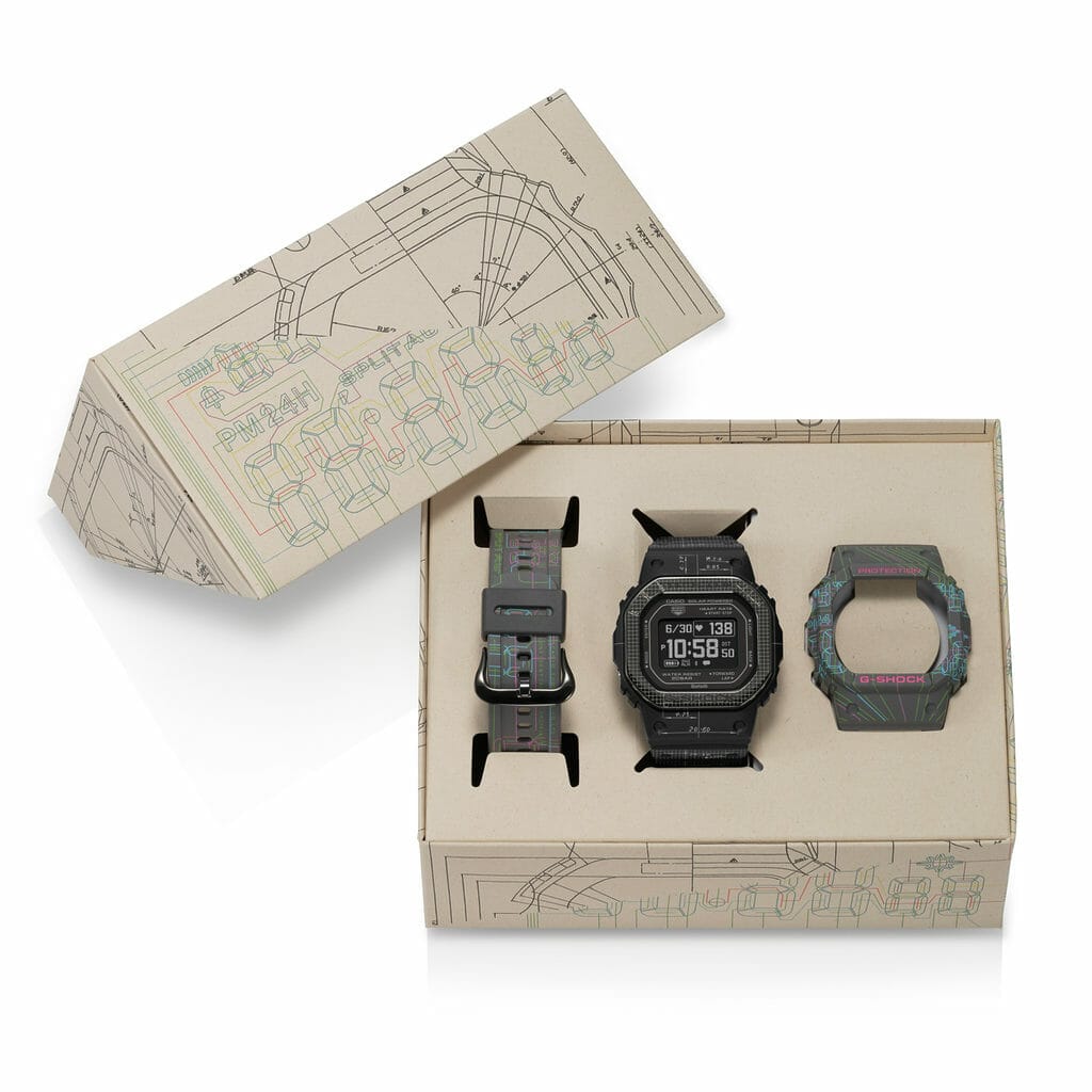 Le coffret DW-H5600EX-1 est conçu à partir de matériaux organiques renouvelables et contient un cadra et un bracelet interchangeable.