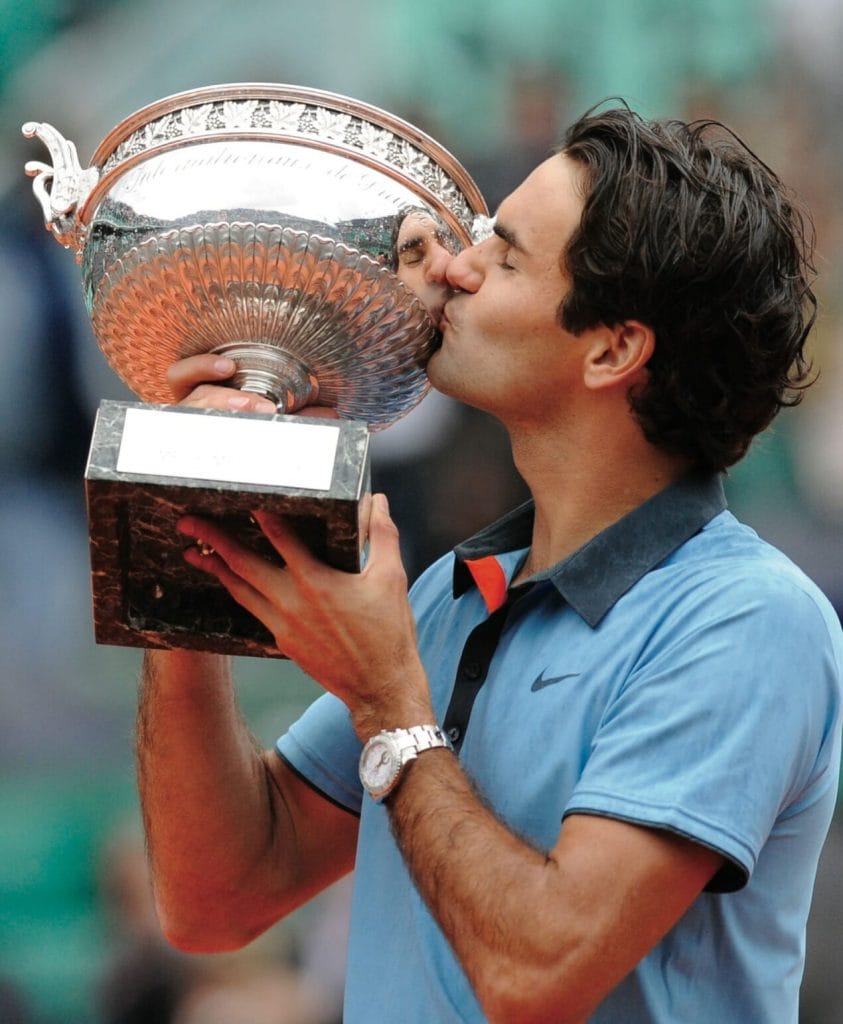 Roger Federer lors de sa victoire à Roland Garros en 2009. 