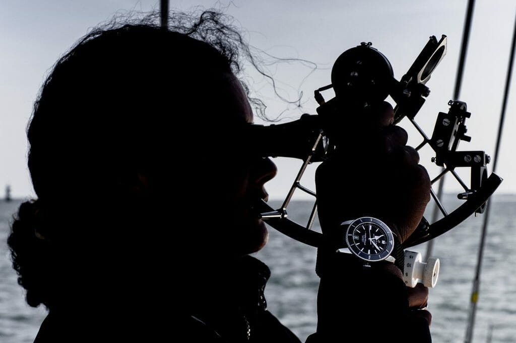 marie Tabarly, son sextan, et sa montre Breitling.