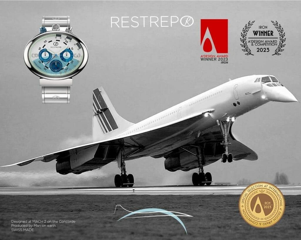 Chronographe Restrepo Ellipse Mach 2 déjà primé à des concours de design.