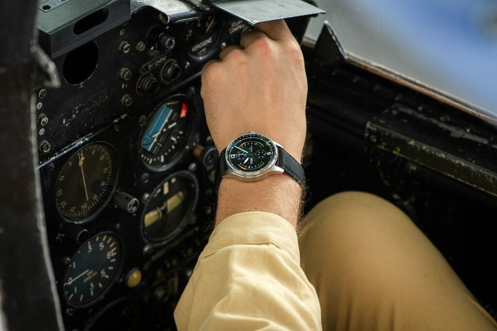 Reservoir Airfight Chronograph au poignet.