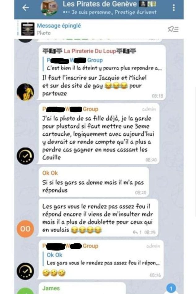Groupe Telegram du réseau infiltré par des amateurs de montres