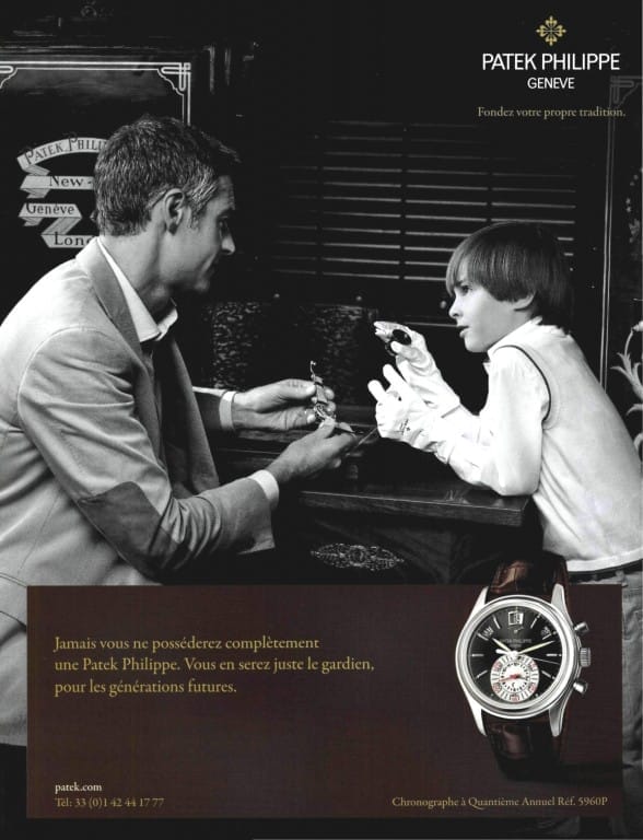 Célèbre publicité de la campagne "Générations" de Patek Philippe