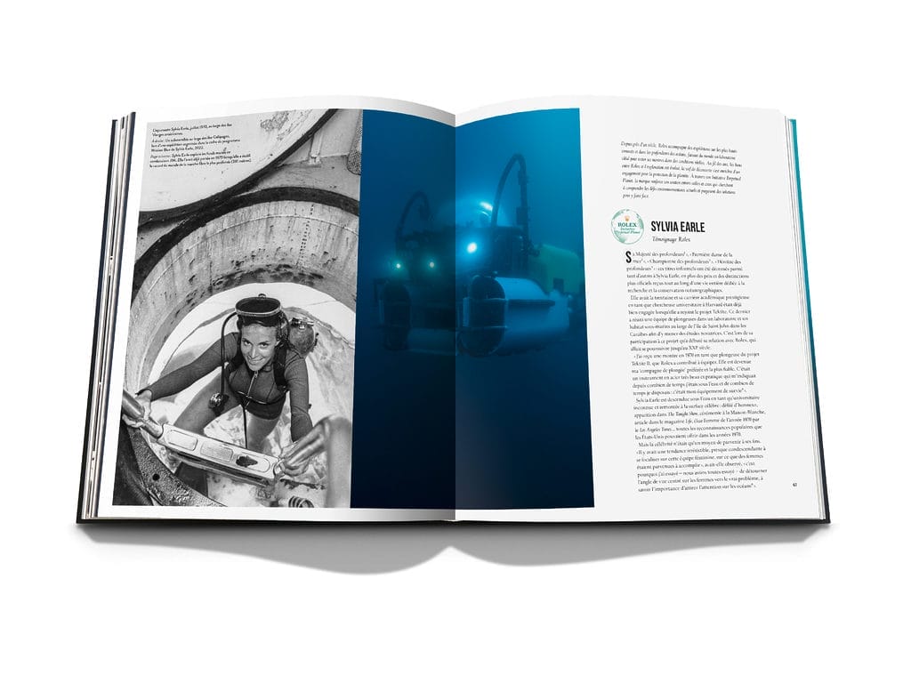Page intérieure du premier livre officiel de Rolex : Oyster Perpetual Submariner – La clé des profondeurs