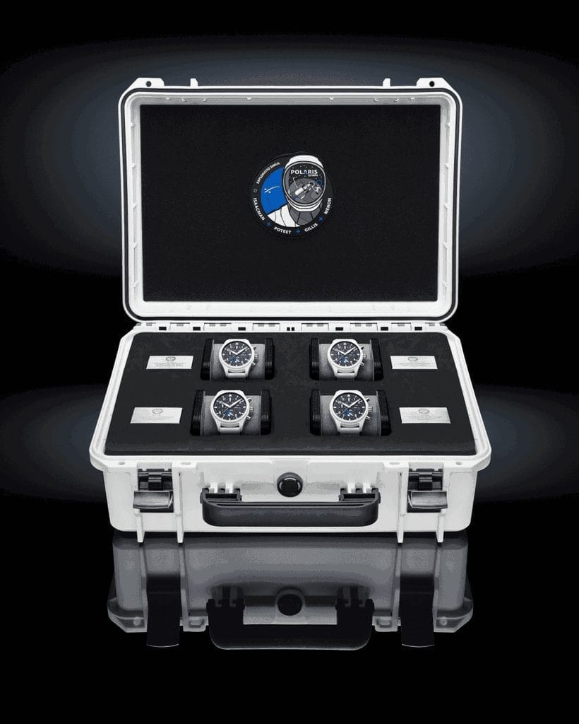 Les quatre chronographes IWC de la mission Polaris Dawn. Estimation : 15 000 – 25 000 USD.